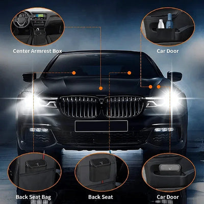 Car Trash Can (with Lid) Contains 60 (300) Garbage Bags, Small Car Trash Can, Leak-proof Mini Car Accessories - Smarsty