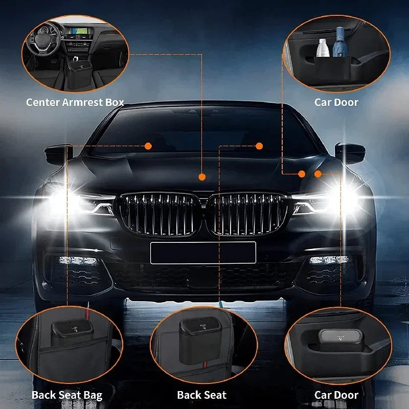 Car Trash Can (with Lid) Contains 60 (300) Garbage Bags, Small Car Trash Can, Leak-proof Mini Car Accessories - Smarsty