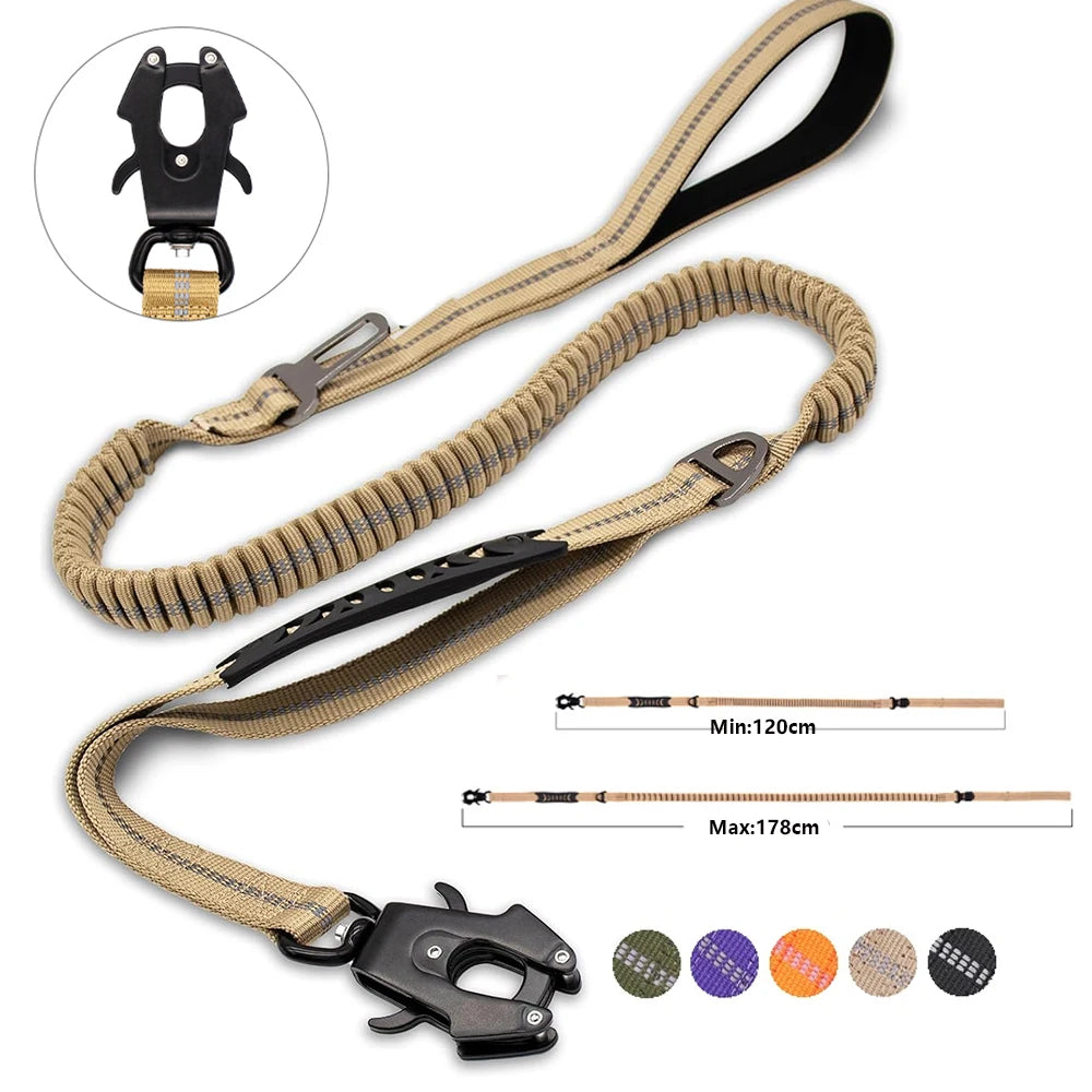 Reflective Bungee Dog Leash with Car Seatbelt Attachment - Smarsty