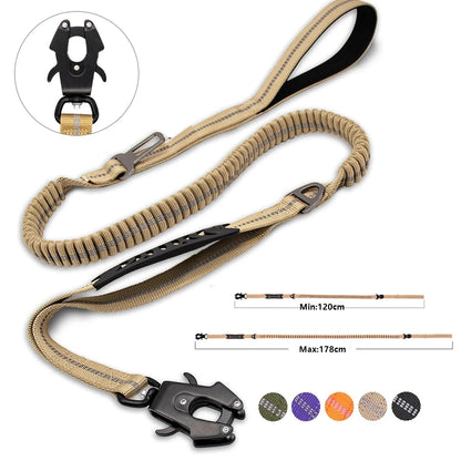 Reflective Bungee Dog Leash with Car Seatbelt Attachment - Smarsty