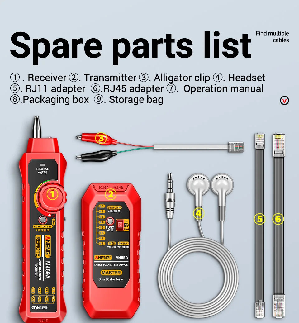 ANENG M469A Network Cable Tester with Line Tracking Feature - Smarsty