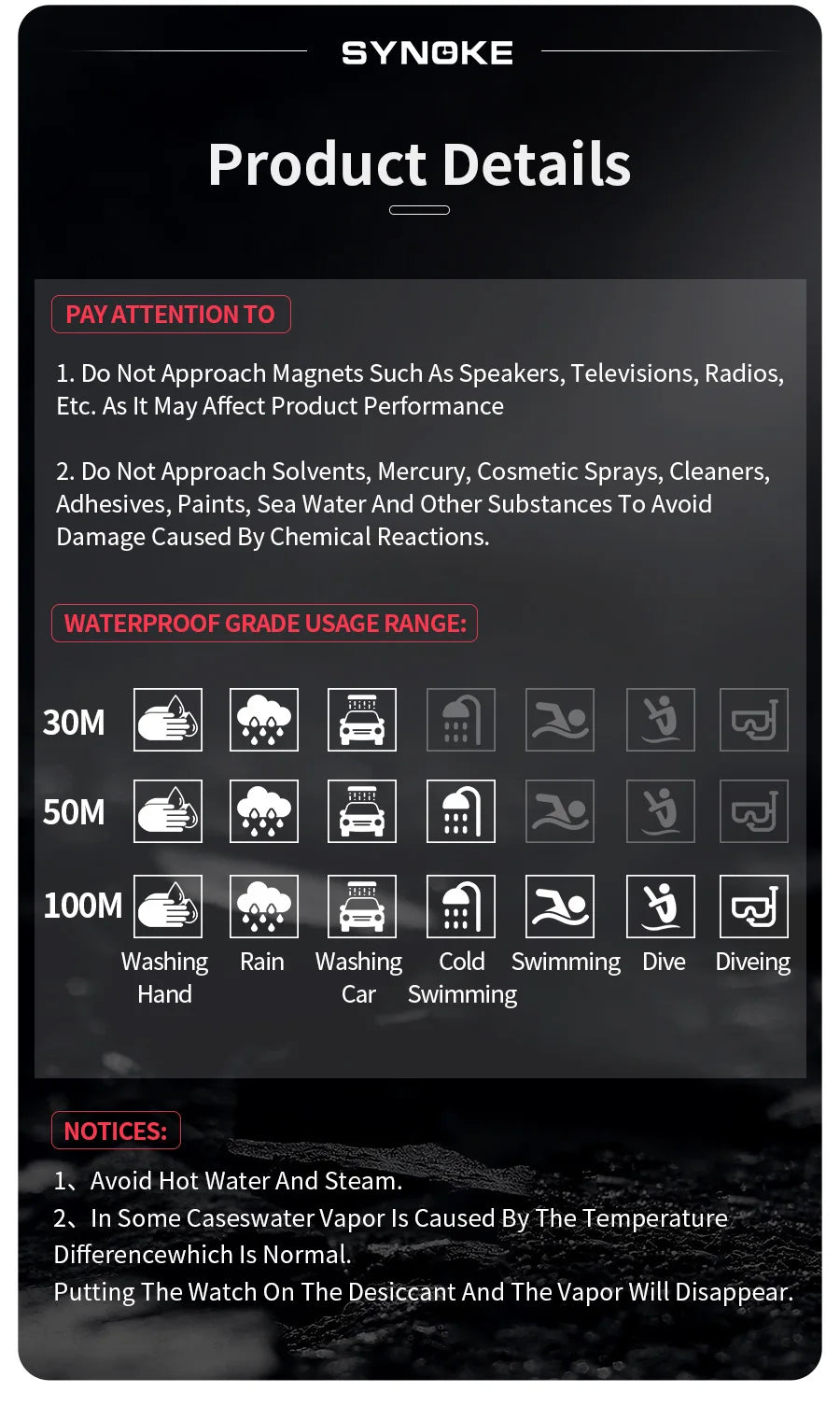 SYNOKE Men's Waterproof LED Digital Sports Watch - Smarsty