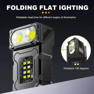 2/1Pcs Portable Flashlight Super Bright MINI USB Rechargeable LED Tail MagnetTorch with COB Emergency Light for Camping Hiking by Smarsty