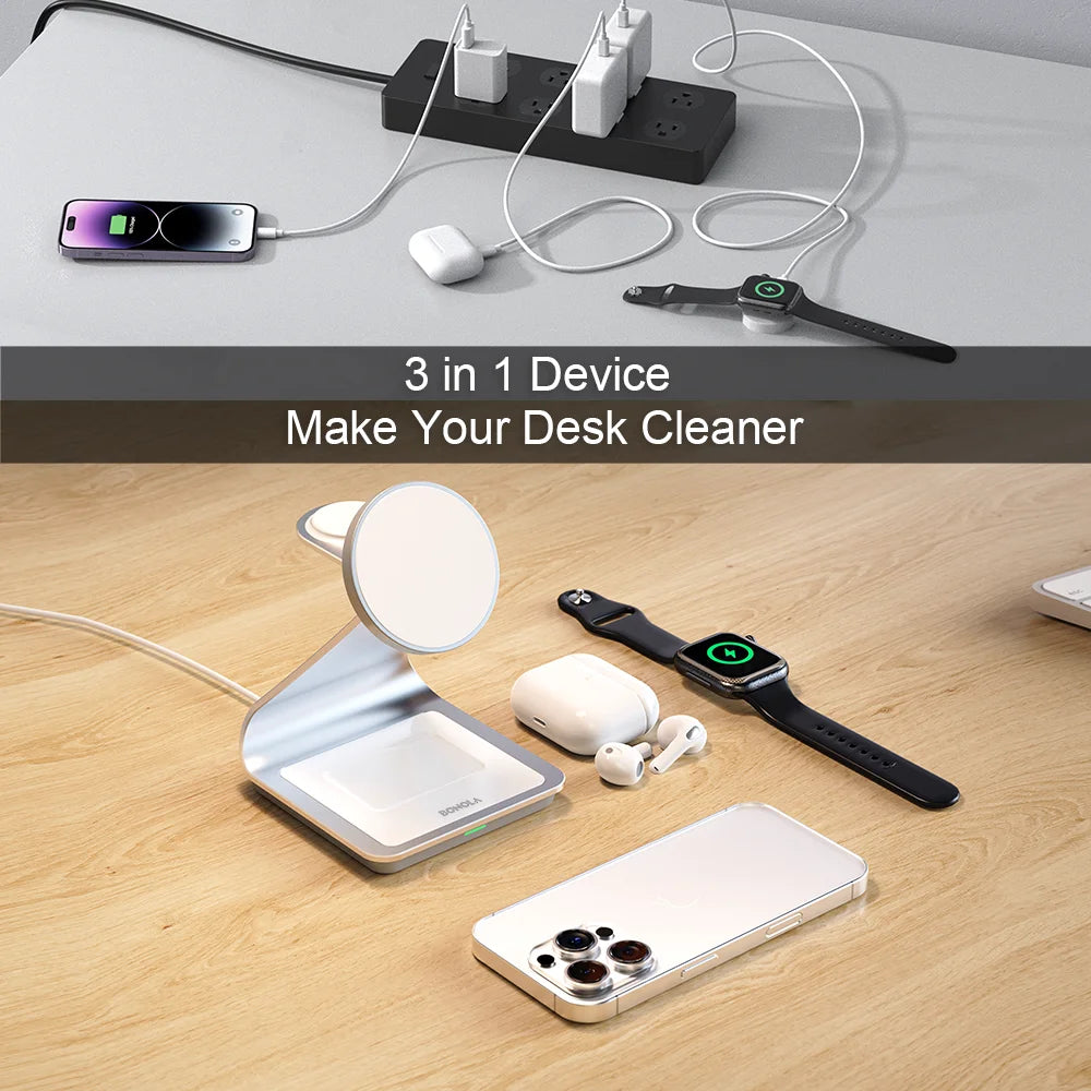 Magnetic Wireless Charger 3 in 1 Station for iPhone Watch - Smarsty