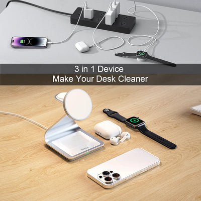 Magnetic Wireless Charger 3 in 1 Station for iPhone Watch - Smarsty