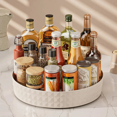 360 Rotating Seasoning Storage Rack Kitchen Storage Spice Rack Non-Slip Cabinet Organizer Tray Plate Cosmetic Organizer Bin by Smarsty