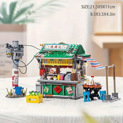 New Style Food Stall Braised Octopus Restaurant Mini Building Blocks by Smarsty