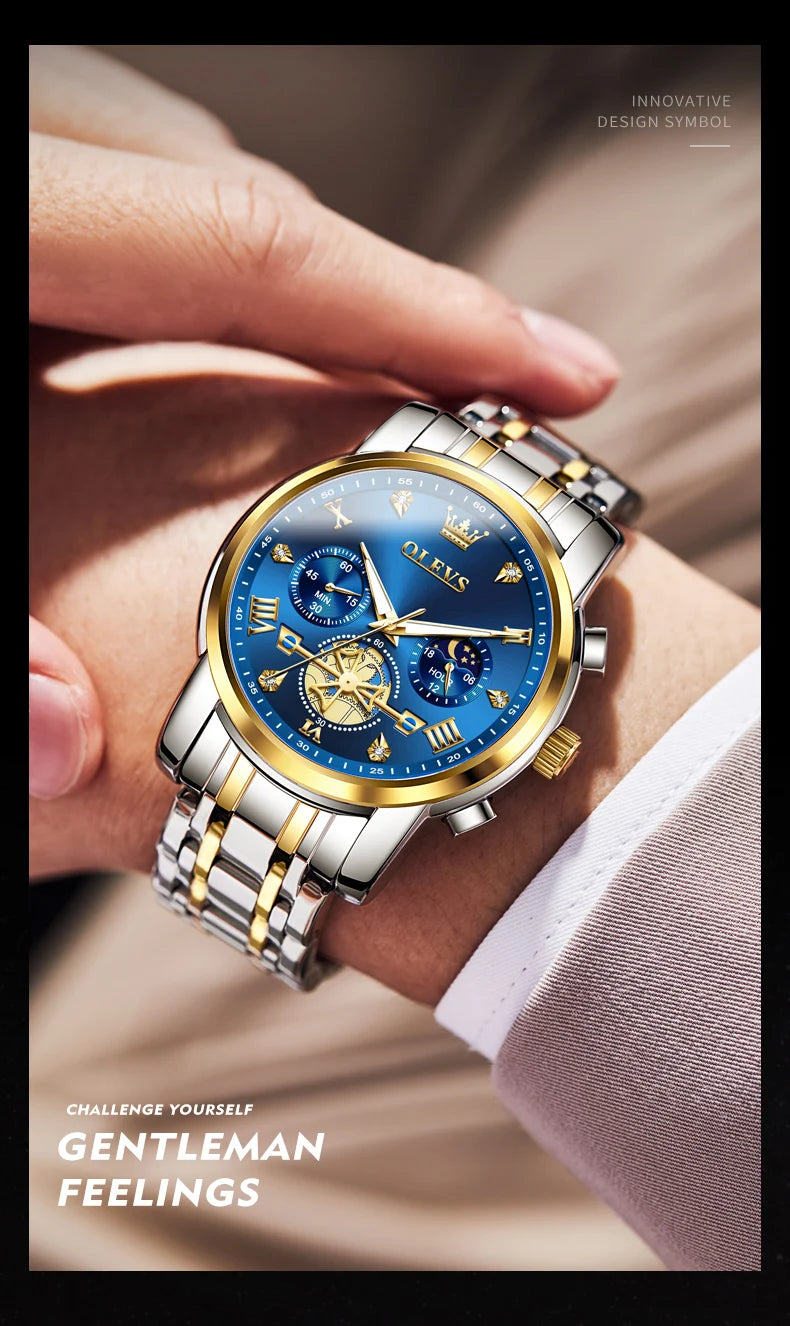 OLEVS Luxury Quartz Watch with Moon Phase Feature - Smarsty