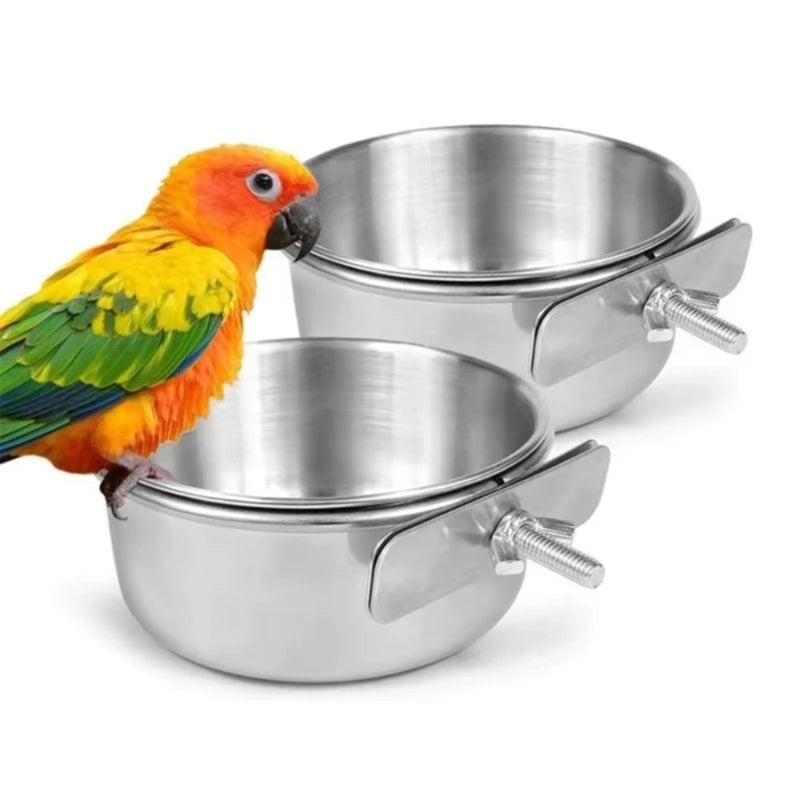 Stainless Steel Bird Feeder Bowl with Clamp Design - Smarsty