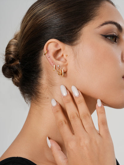 Small Gold Hoop Earrings Set 18K Plated Hypoallergenic - Smarsty