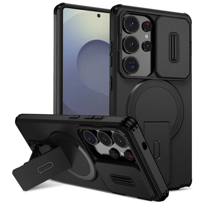 Lens Protect Camera Phone Case for Samsung S25 FE S24 S23 Ultra S22 Plus A17 A36 A56 A16 A15 A35 A55 Magnetic Kickstand Cover