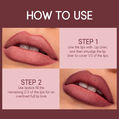 USHAS 12 Color Lip Liner and Lipstick Set Long Lasting Matte Finish - Smarsty