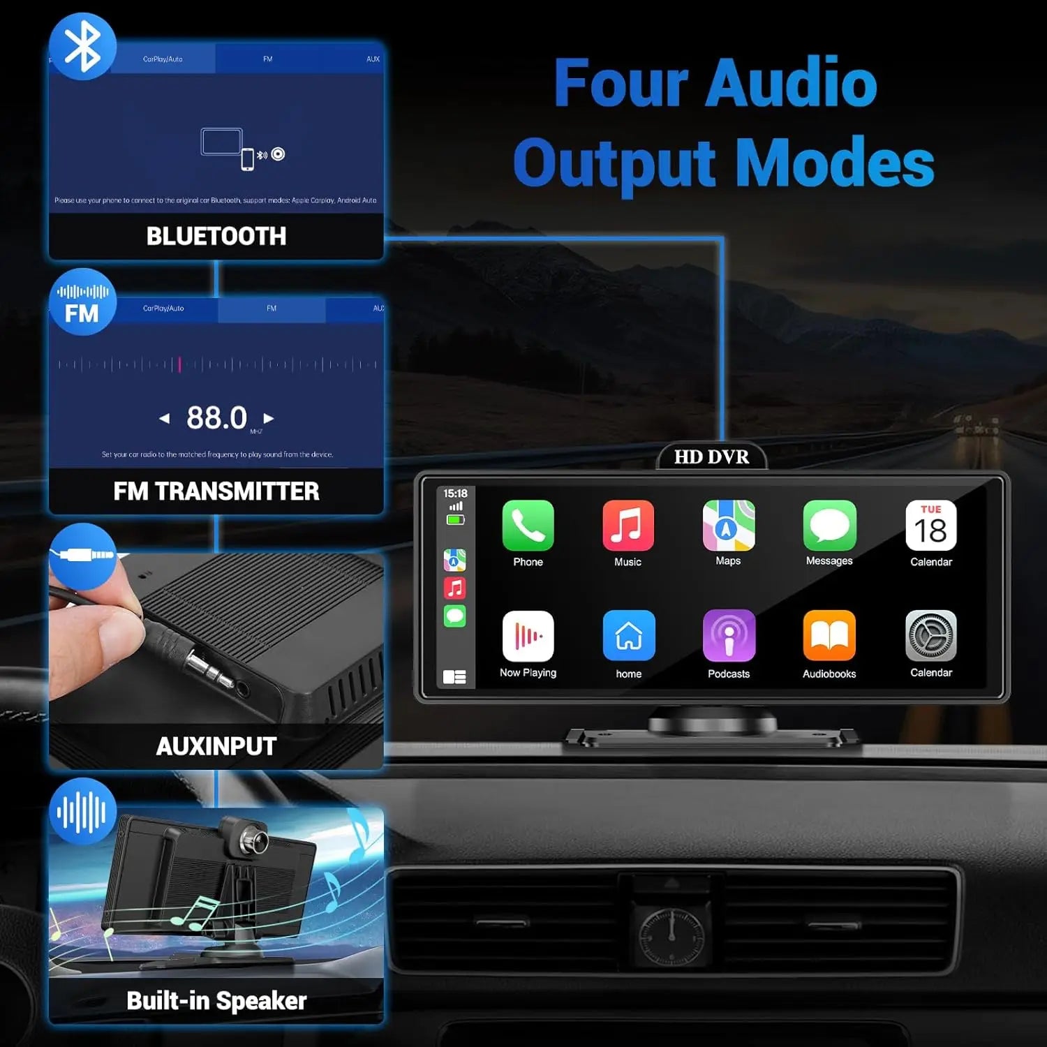 4K Dash Cam With Dual Lens GPS Navigation Wireless CarPlay - Smarsty