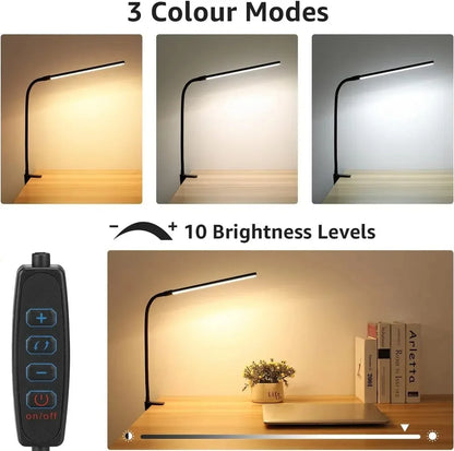 Dimmable LED Clip Desk Lamp for Reading - Smarsty