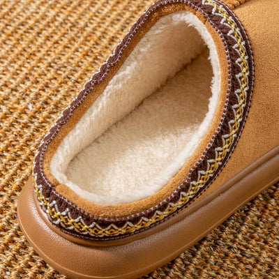 Men's Plush Fleece Lined Slippers Winter Warm House Shoes with Thick EVA Sole for Indoor/Outdoor Use Cozy Non-Slip Home Footwear - Smarsty