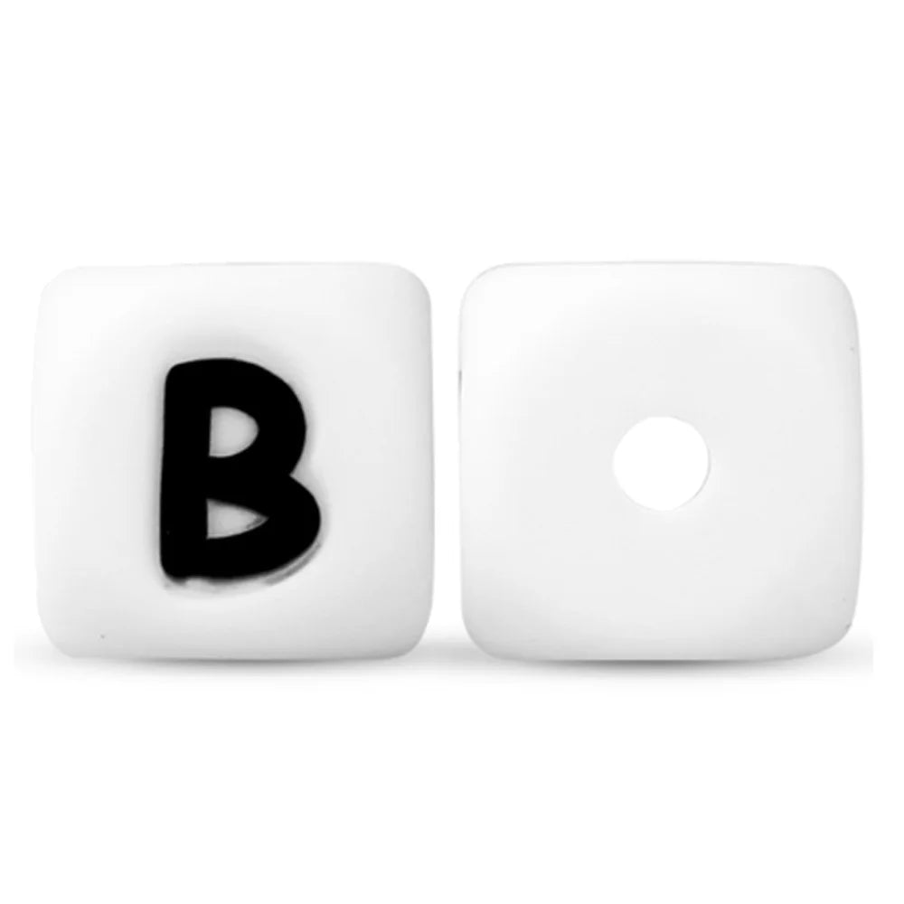 50Pcs Silicone Alphabet Beads White DIY Jewelry Making - Smarsty