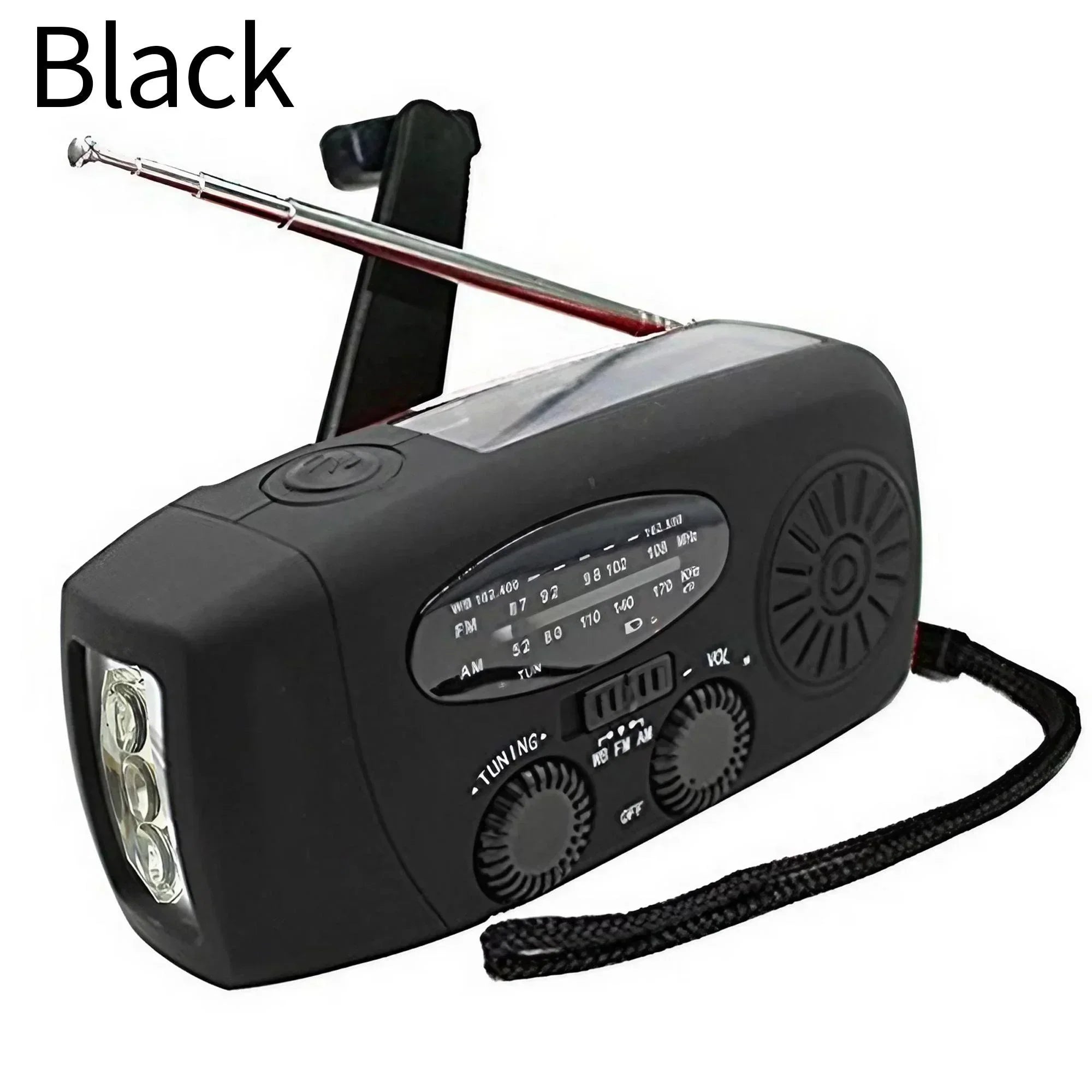 Solar Hand Crank Powered Camping Light With AM/FM Radio Outdoor 2000mAh USB Charging Multifunctional Hand Dynamo LED Flashlight by Smarsty