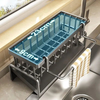 Kitchen Sink Drain Rack Organizer ABS Plastic Self-draining Sink Shelf Soap Sponge Holder Dishcloth Towel Rack filter basket by Smarsty