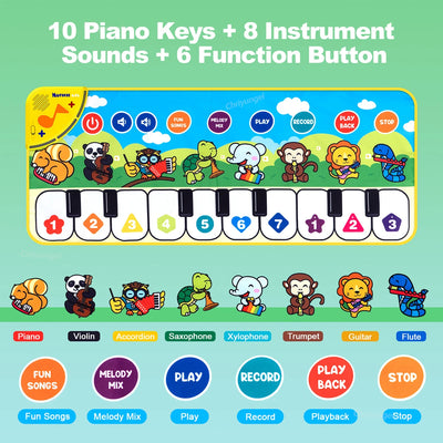 Piano Mat for Kids Kids Toddlers Floor Keyboard Dance Mat Baby Fitness Play Animal Music Blanket Instrument Toys Girl Boy Gift