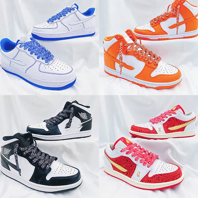 Flat Shoe Laces Cashew Flower Shoelaces for Sneakers Gilding Hand-painted Sports Casual Basketball Tennis Shoelace Shoestrings - Smarsty