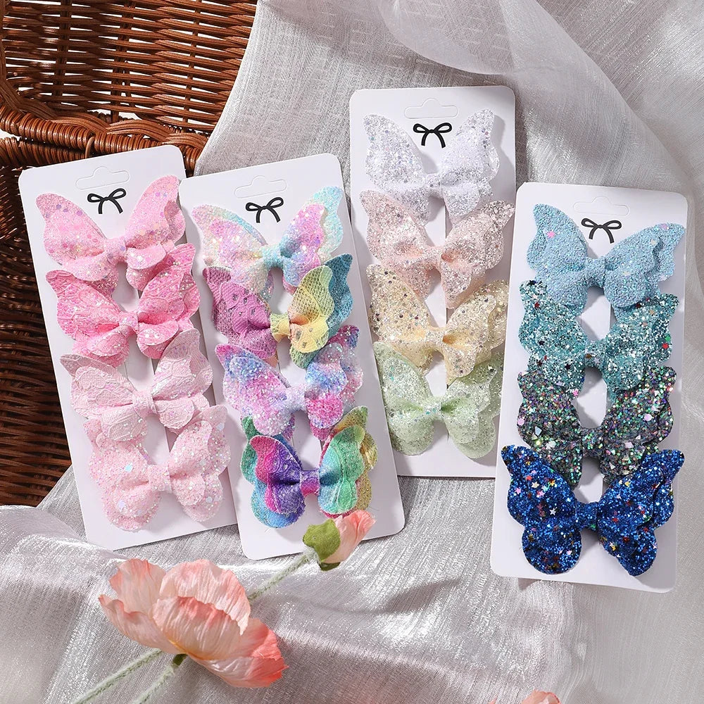 Glitter Butterfly Hair Clips for Girls - Cute Headwear Set - Smarsty