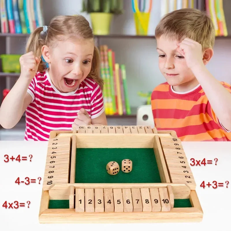 Wooden Dice Board Game Shut The Box for 4 Players Flaps & Dices Game Parent-children Interaction Family Entertainment by Smarsty