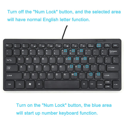 Ultra Thin USB 2.0 Wired Keyboard Mini 78 Keys Multimedia