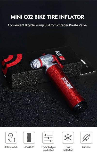 ThinkRider CO2 Pump For Bicycle Schrader Presta Adapter Bike Pump Inflator Aluminum Tire Tube Mini size MTB Bicycle Pumps CO2 Ca - Smarsty