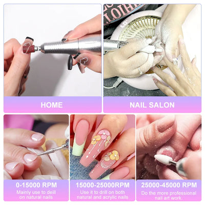 Professional 45000RPM Electric Nail Drill Machine Portable Manicure Tool - Smarsty