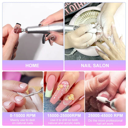 Professional 45000RPM Electric Nail Drill Machine Portable Manicure Tool - Smarsty