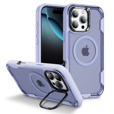 For Magsafe Dual Armor Bumper Lens Stand Phone Case For iPhone 17 16 15 14 Plus 13 12 Pro Max 11 Shockproof Protective Cover