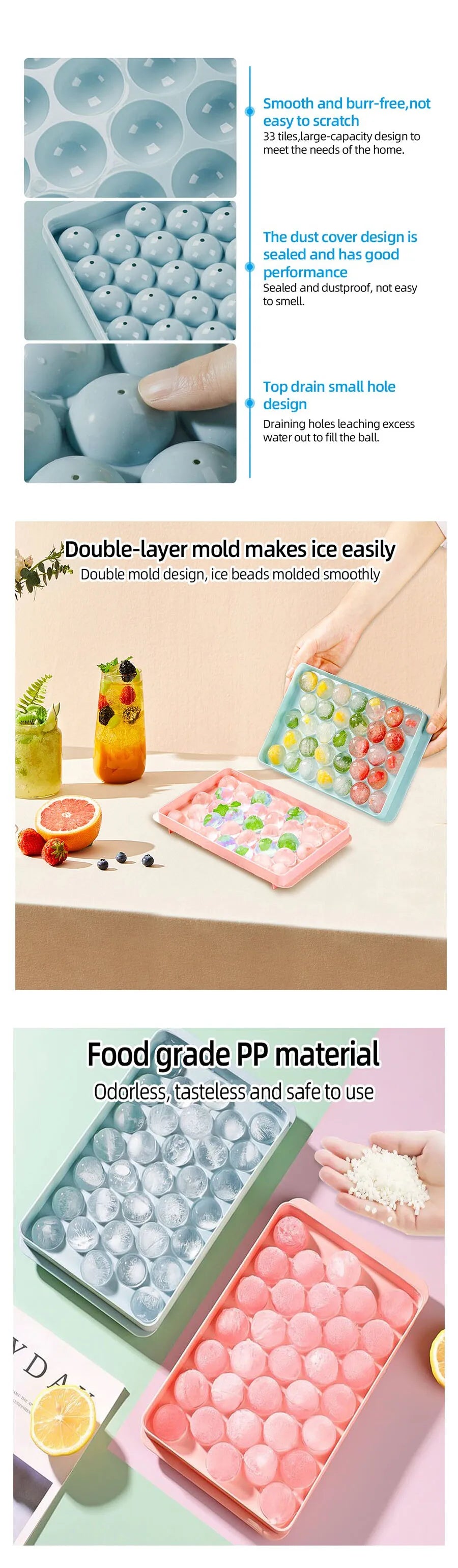 33 Ice Boll Hockey PP Mold Frozen Whiskey Ball Popsicle Ice Cube Tray Box Lollipop Making Gifts Kitchen Tools Accessories - Smarsty