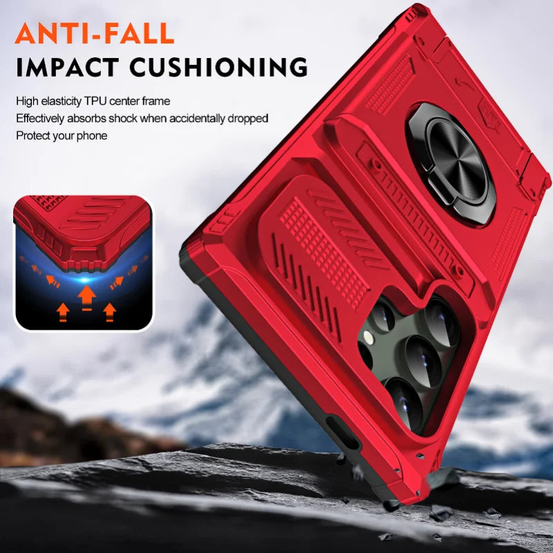 Galaxy S23 S24 Case With Magnetic Ring Kickstand Heavy Duty - Smarsty
