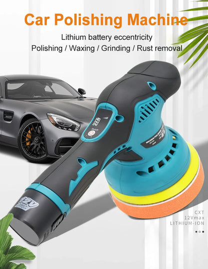 Cordless 12V Car Polisher With 5 Inch Pads For Waxing - Smarsty
