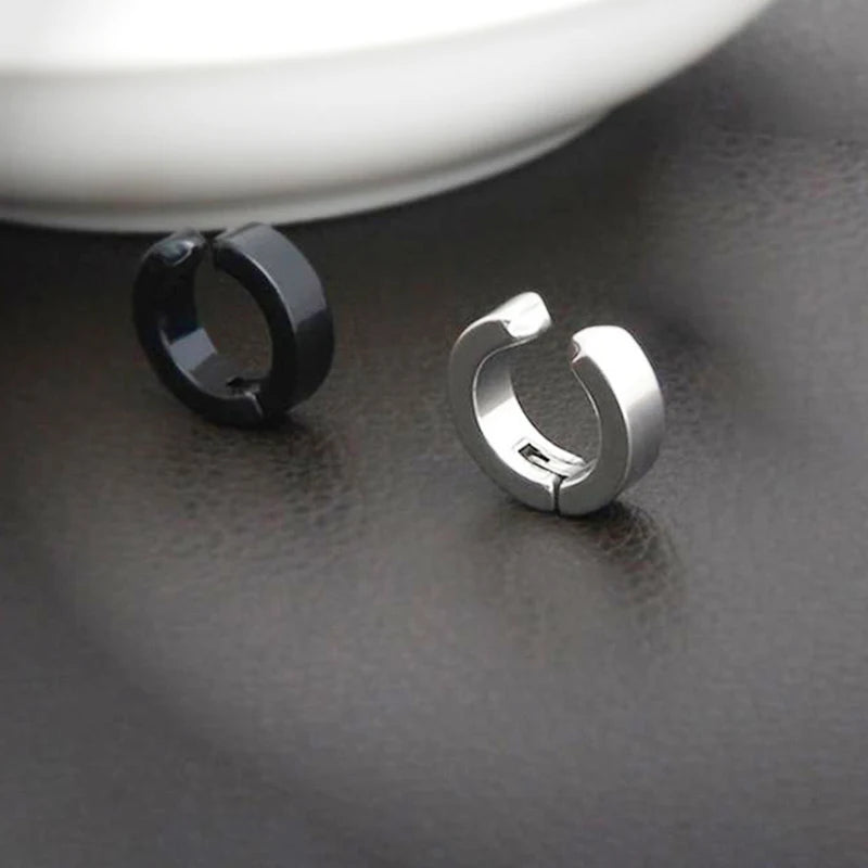 Stainless Steel Ear Clip Earrings No Piercing Black - Smarsty