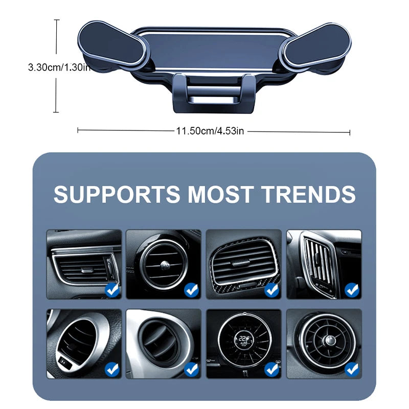 BLALION Car Phone Holder Gravity GPS Support 360 Degree Rotatable Anti Shaking Car Air Vent Mount For IPhone Pro Xiaomi Samsung - Smarsty
