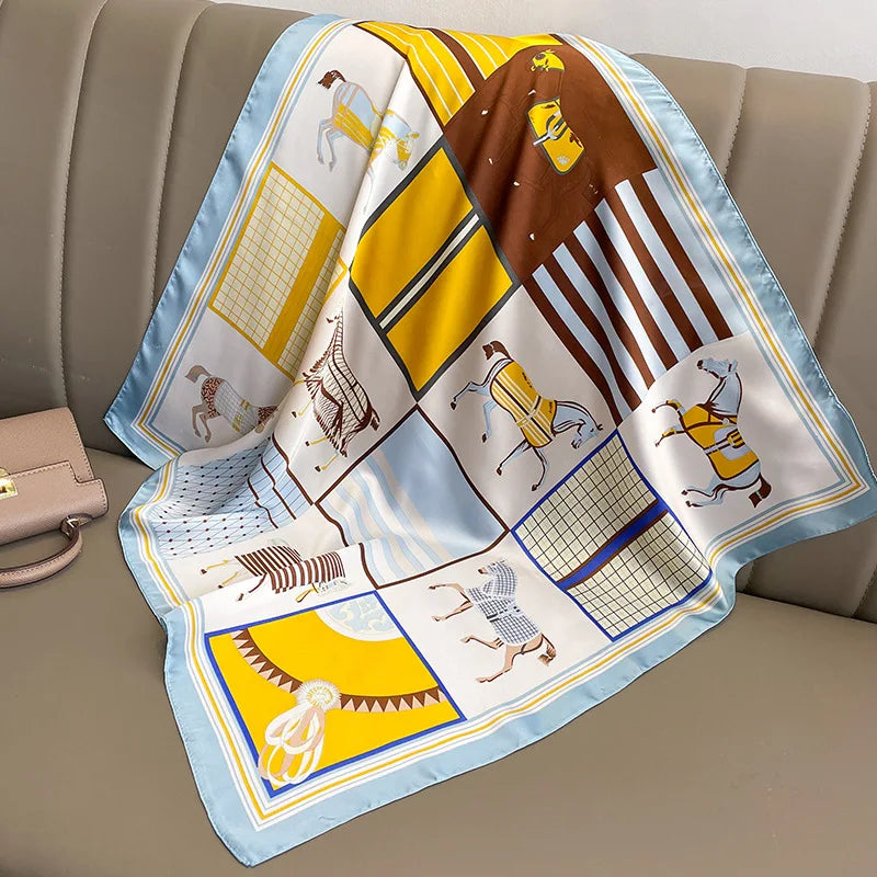Silk Square Scarf for Women Sun Protection Luxury Shawl - Smarsty