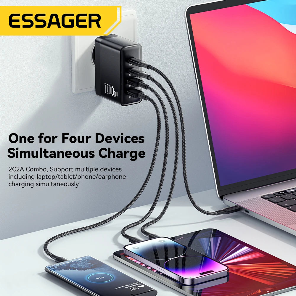 100W GaN USB3 C PD Charger For MacBook USKorea Plug - Smarsty