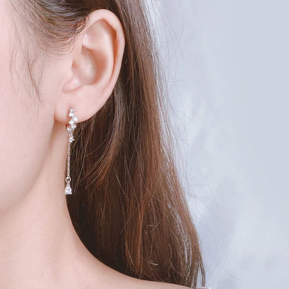 925 Sterling Silver Hoop Earrings White Crystal Luxury - Smarsty