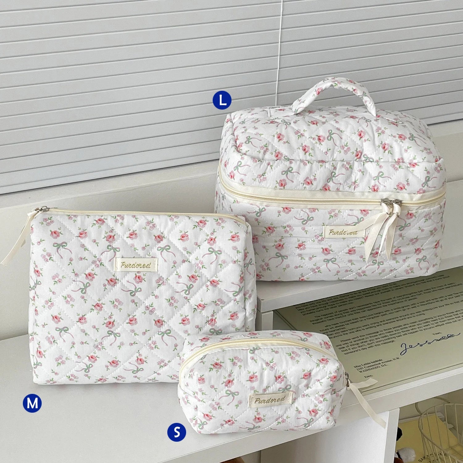 1pcs Cute Quilted Cotton Makeup Bag Women Zipper Cosmetic Organizer Cloth Handbag Box Shape Portable Toiletry Case for Girls - Smarsty