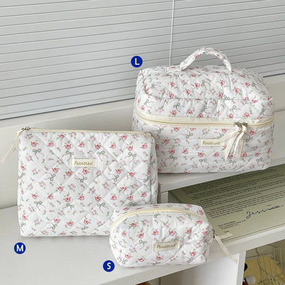 1pcs Cute Quilted Cotton Makeup Bag Women Zipper Cosmetic Organizer Cloth Handbag Box Shape Portable Toiletry Case for Girls - Smarsty