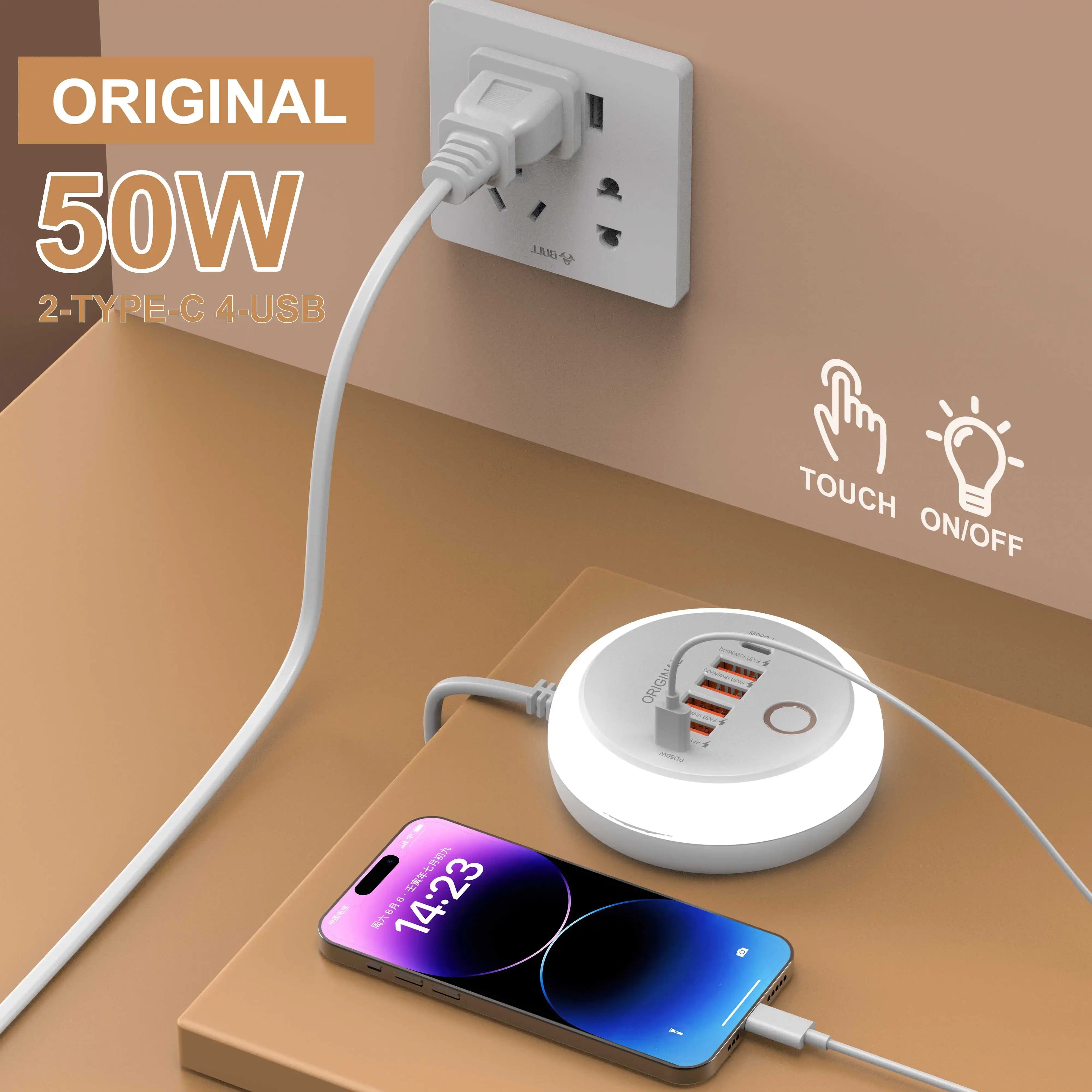 50W USB PD Charger Six Port Fast Charging Station Hub - Smarsty