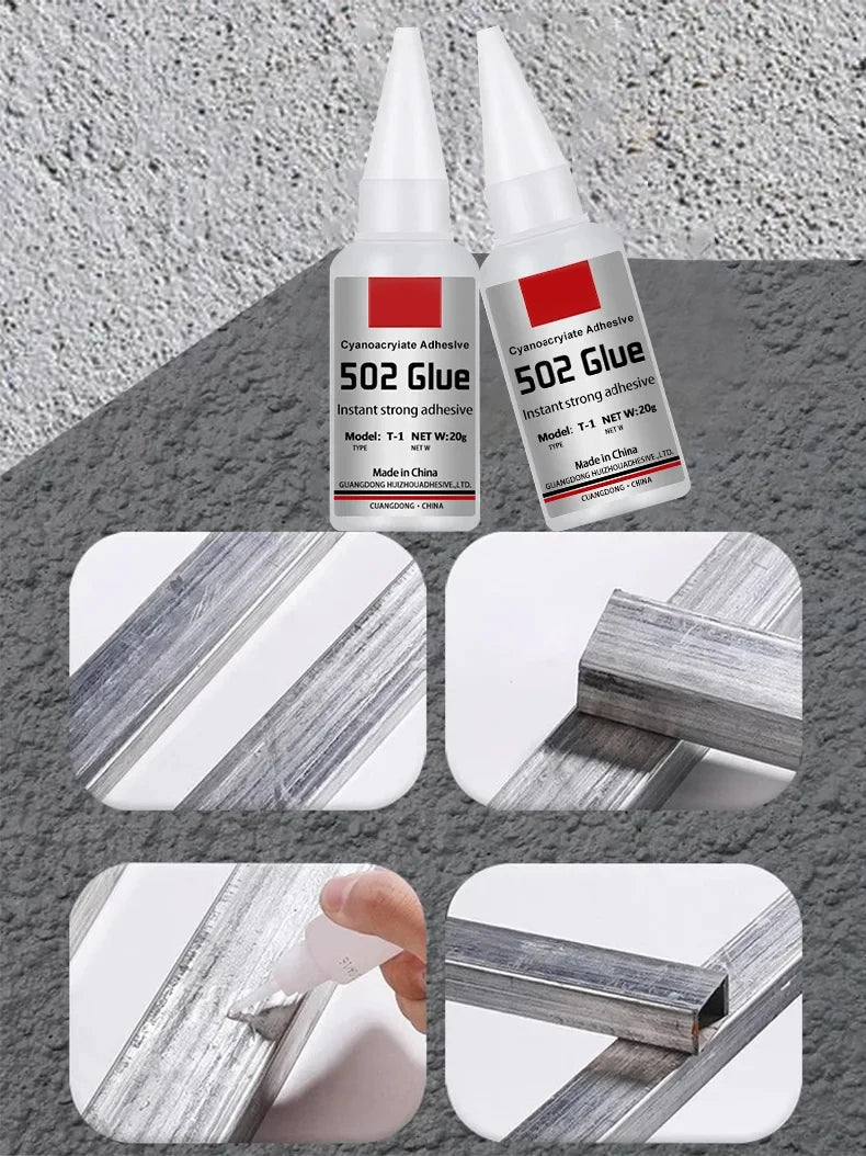 JXVX 1-5pcs 502 Super Glue Instant Quick-drying Cyanoacrylate Adhesive Leather Rubber Wood Metal Strong Bond Liquid Glue Tool - Smarsty