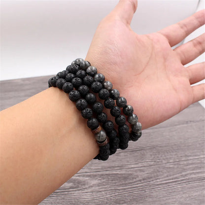 Volcanic Stone Bracelet for Men with Buddha Charm - Smarsty