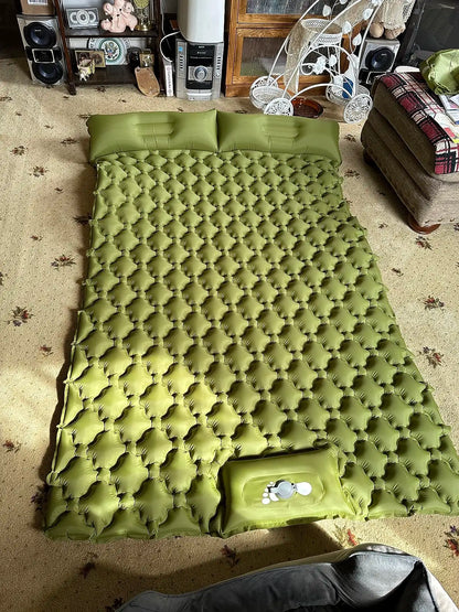 Camping Air Matt Double Sleeping Pad Inflatable Air Mat with Pillow Air Mattress Nature Hike Waterproof Folding Sleeping Mat