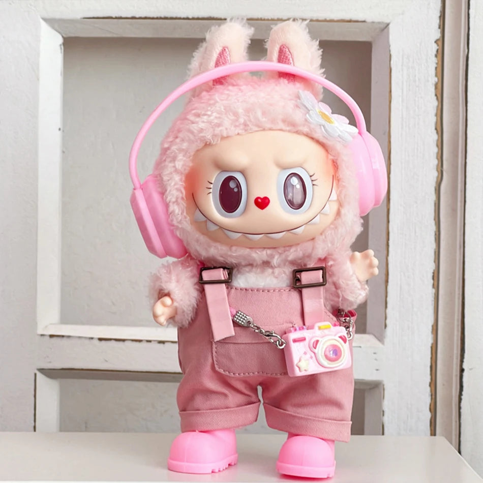 15/17Cm For Labubu Clothes Dolls Sitting Party 1St 2Nd 3Rd Headphones Overalls Shoes Set Apparel Accessories Lovely Outfit Gifts - Smarsty