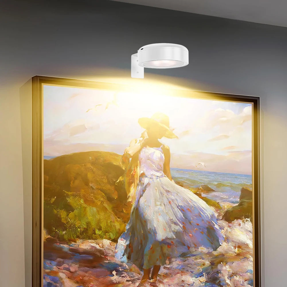 2/3pc Rechargeable Picture Light Magnetic LED Painting Light with Remote and Timer Art Display Light Dimmable 3 Lighting Modes