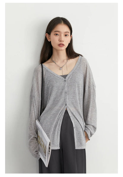CHIC VEN Women's Cardigan New V-neck Long Sleeved Female Shirt Female Jumpers Sun Protection Woman Top Spring Summer 2024