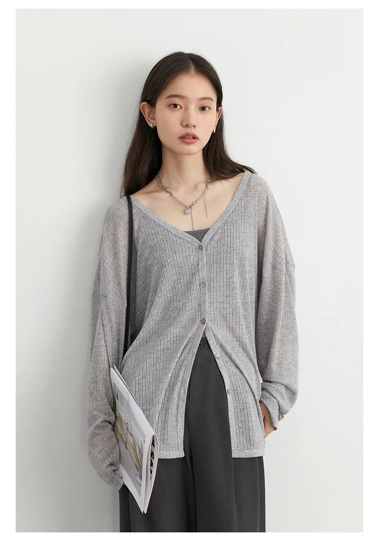 CHIC VEN Women's Cardigan New V-neck Long Sleeved Female Shirt Female Jumpers Sun Protection Woman Top Spring Summer 2024