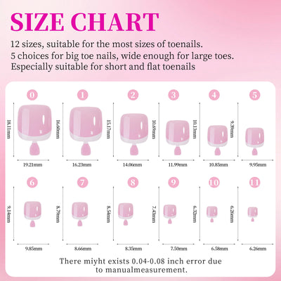 144 Piece Summer Shiny Acrylic Toenail Set - Smarsty